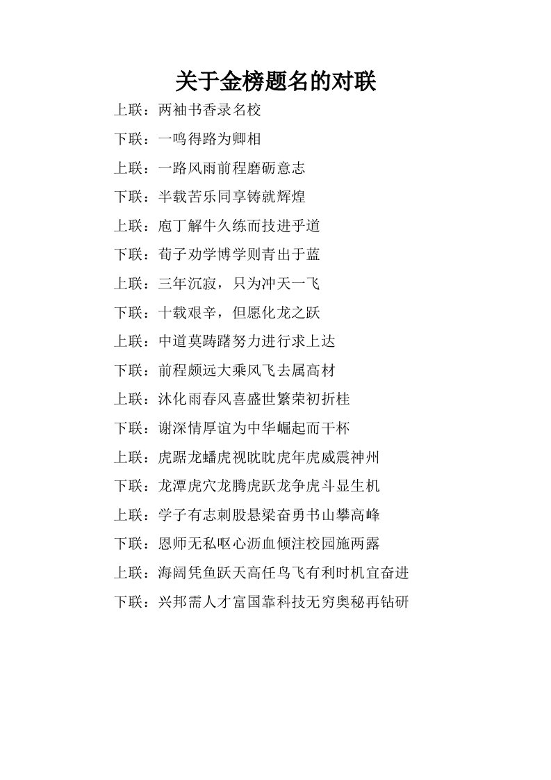 关于金榜题名的对联_1.docx