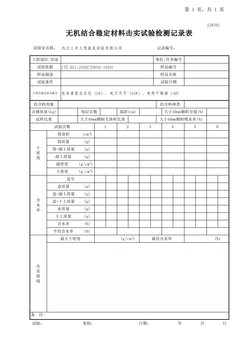 无机结合料击实试验记录(底)