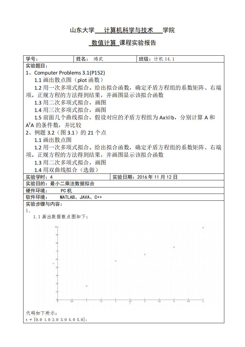 山东大学数值计算实验报告31