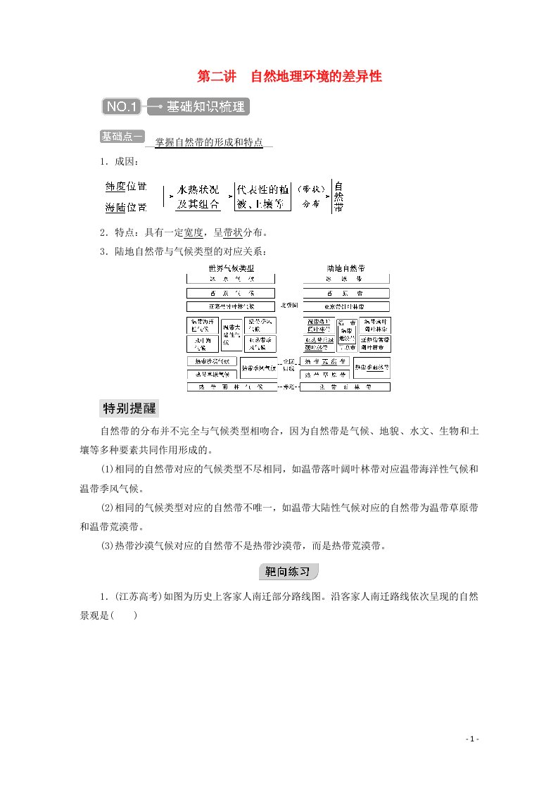 2021高考地理一轮复习第五章自然地理环境的整体性与差异性第二讲自然地理环境的差异性学案