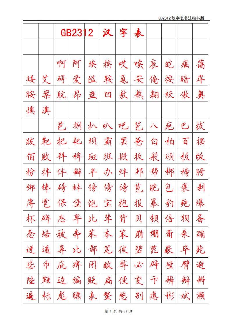 GB2312汉字表楷书字帖.pdf