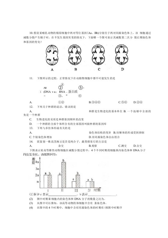 省海中高一生物期末复习讲义(4)