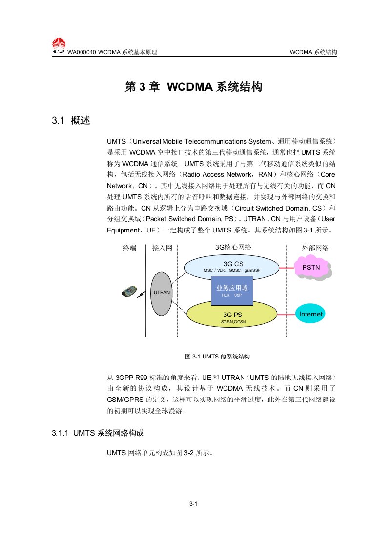 【网络通信】华为培训第3章WCDMA系统结构