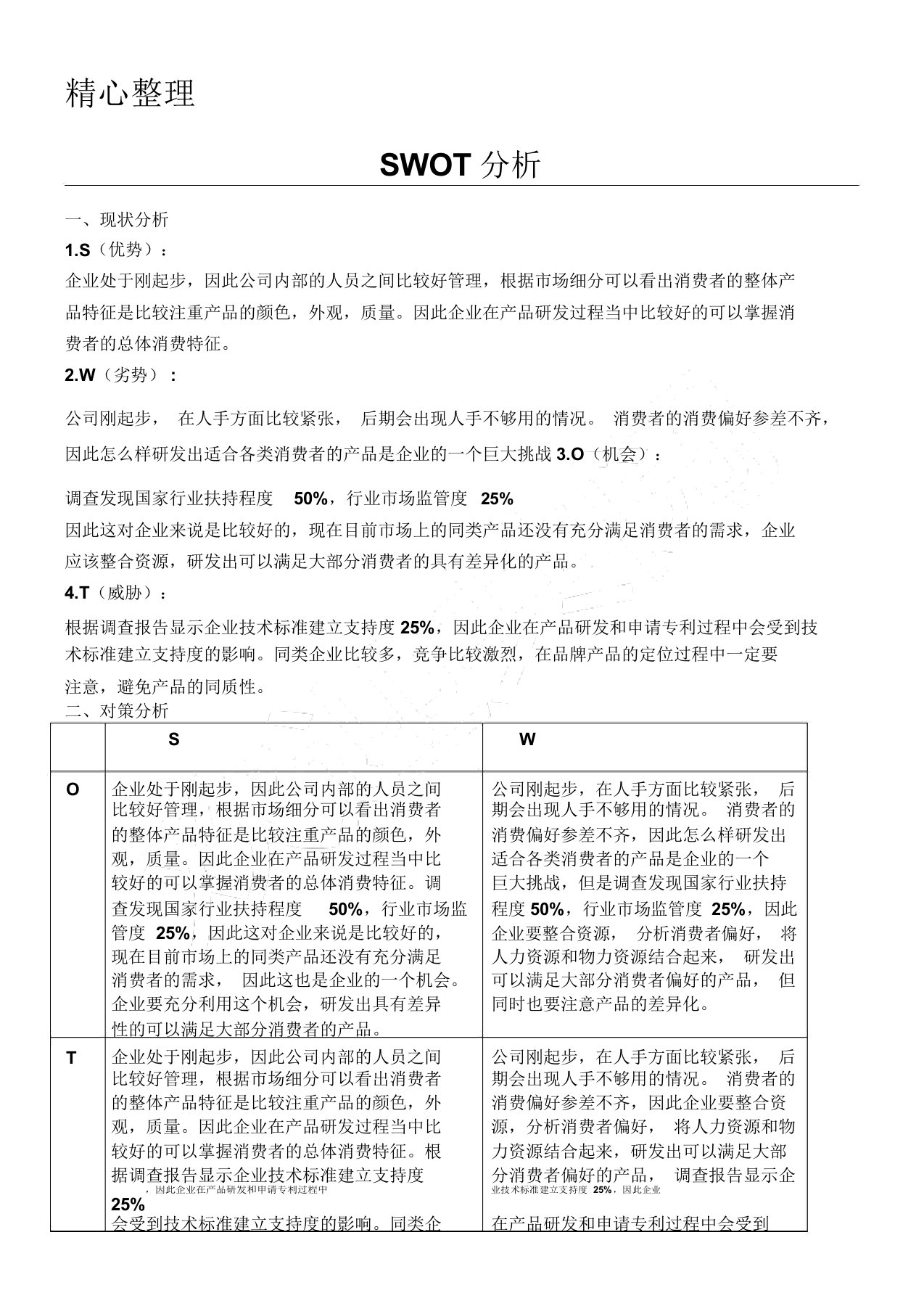 SWOT分析范文