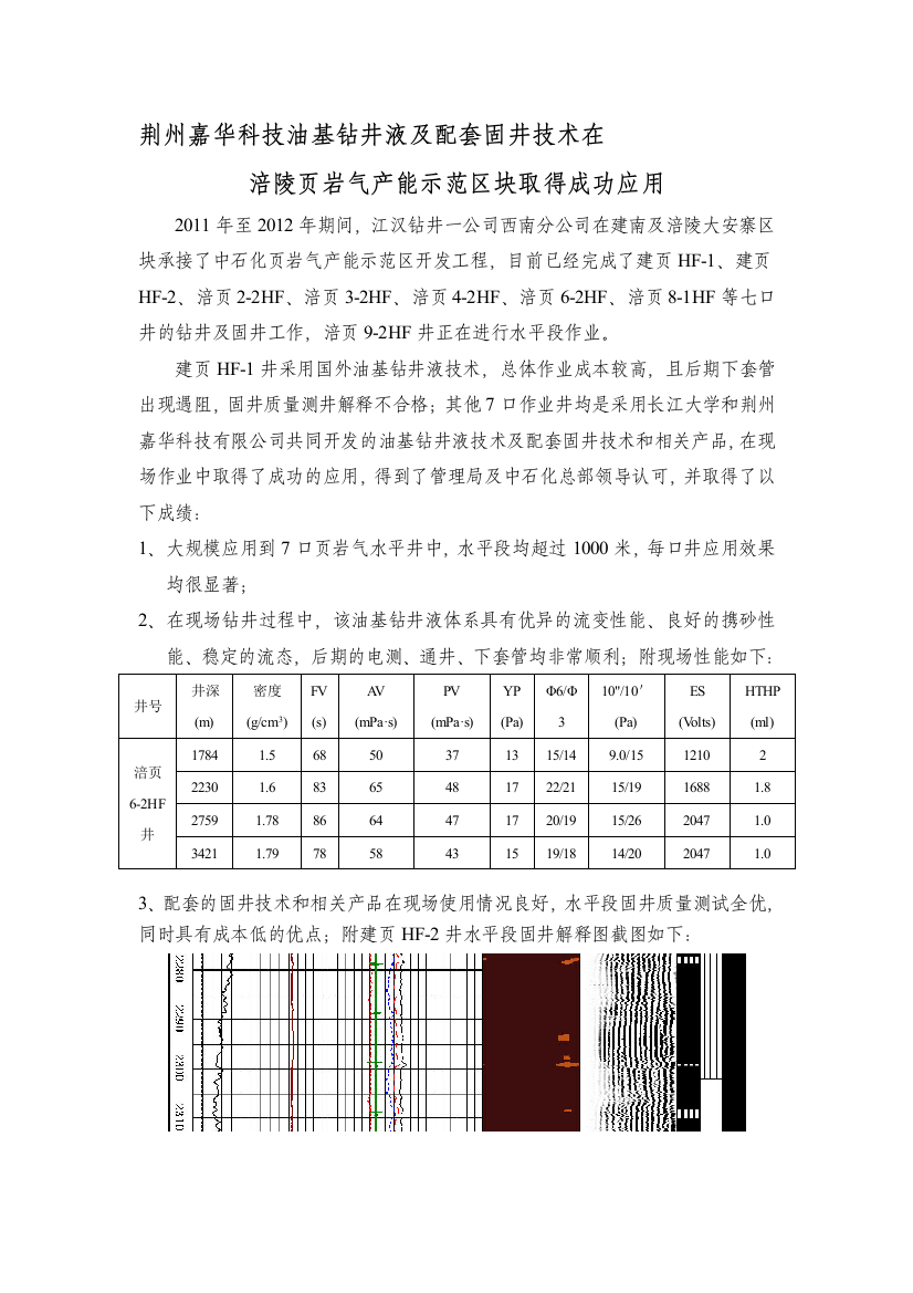 油基钻井液及配套固井技巧在涪陵页岩气会战中的应用