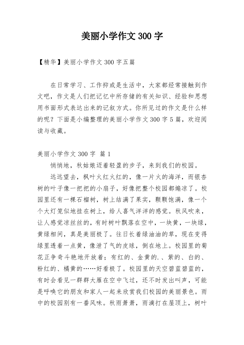 美丽小学作文300字_125