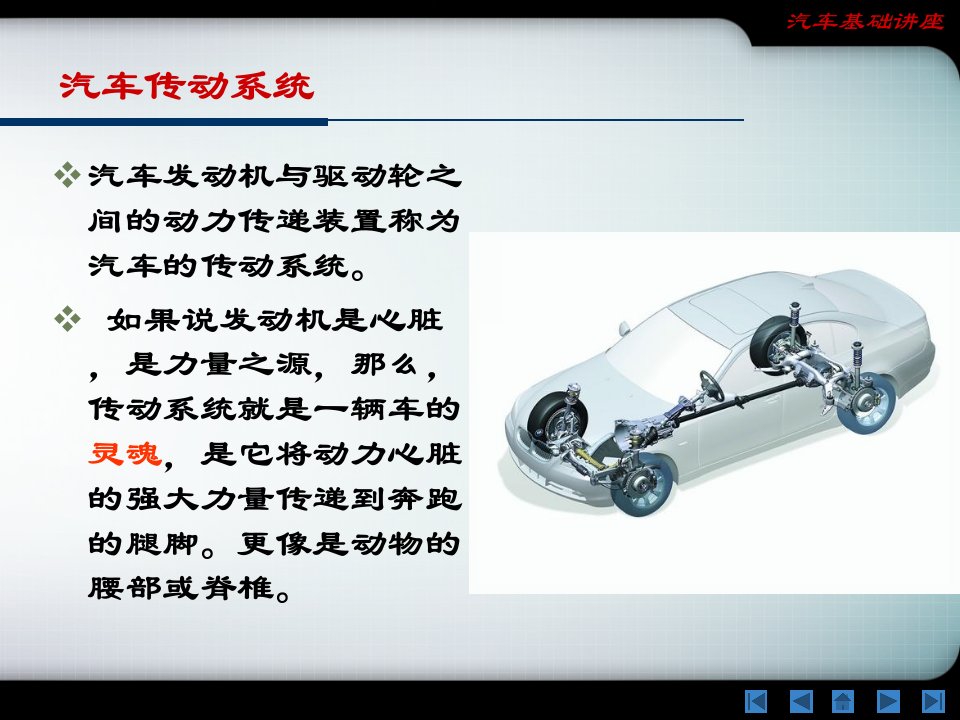 汽车知识讲座：汽车传动系统