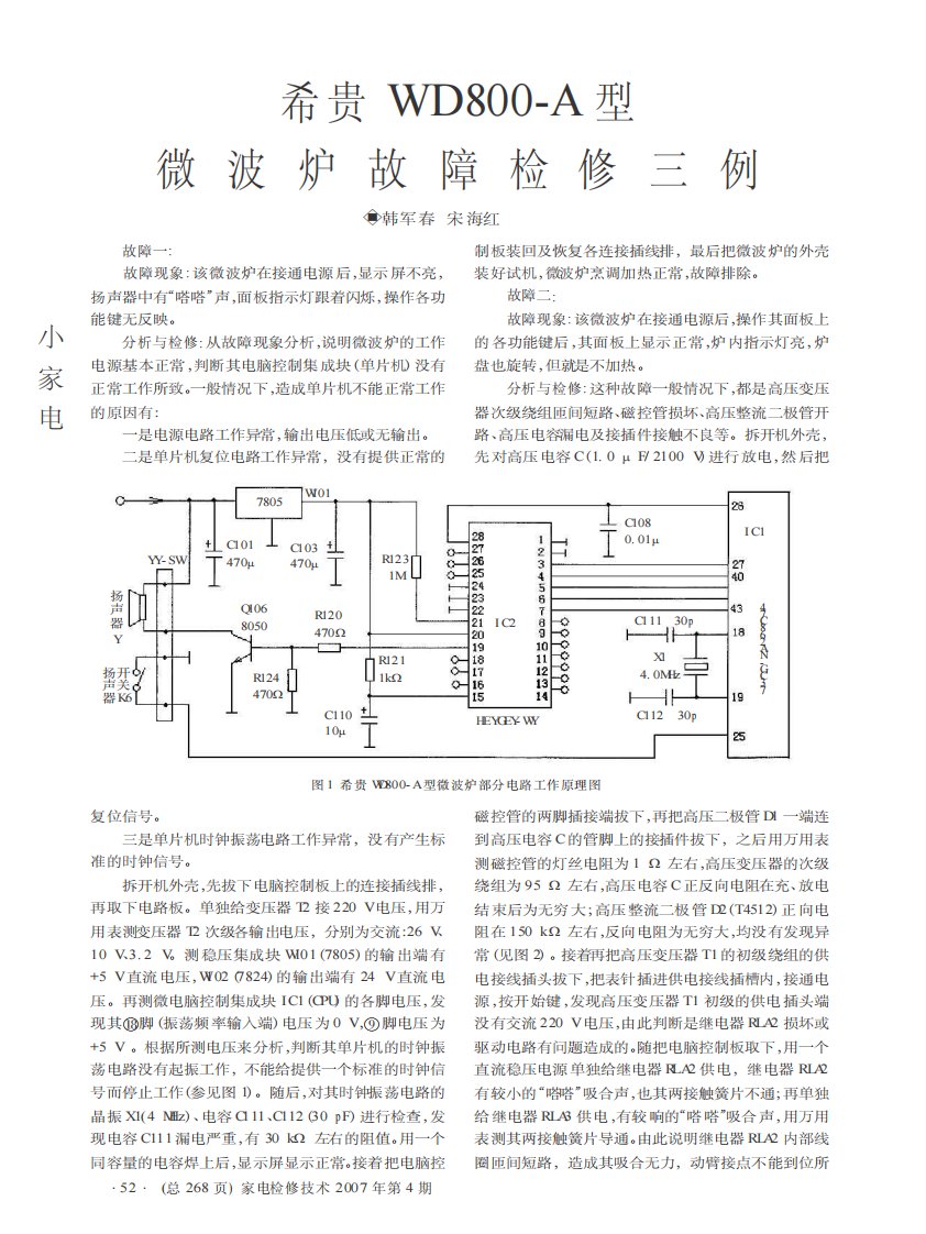 希贵WD800-A型微波炉故障检修三例.pdf