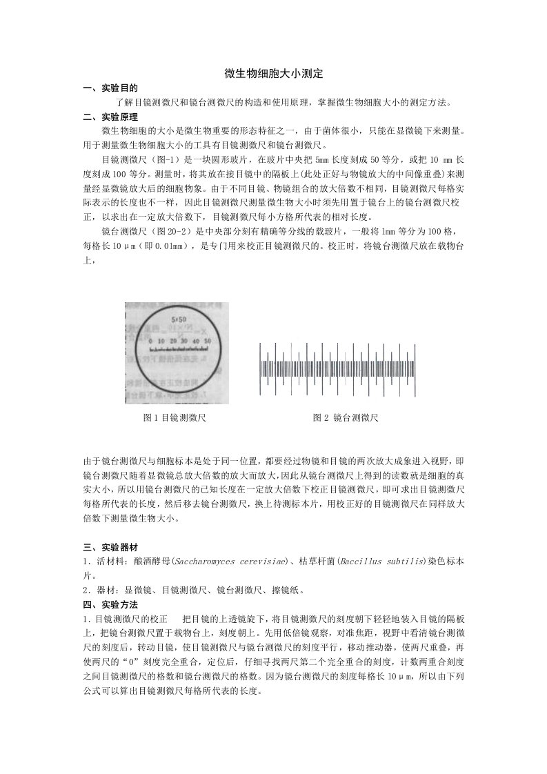 微生物细胞大小的测定方法