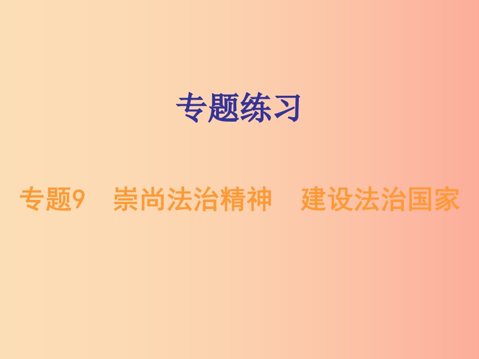 广东省2019年中考道德与法治总复习专题突破9崇尚法治精神建设法治国家课件