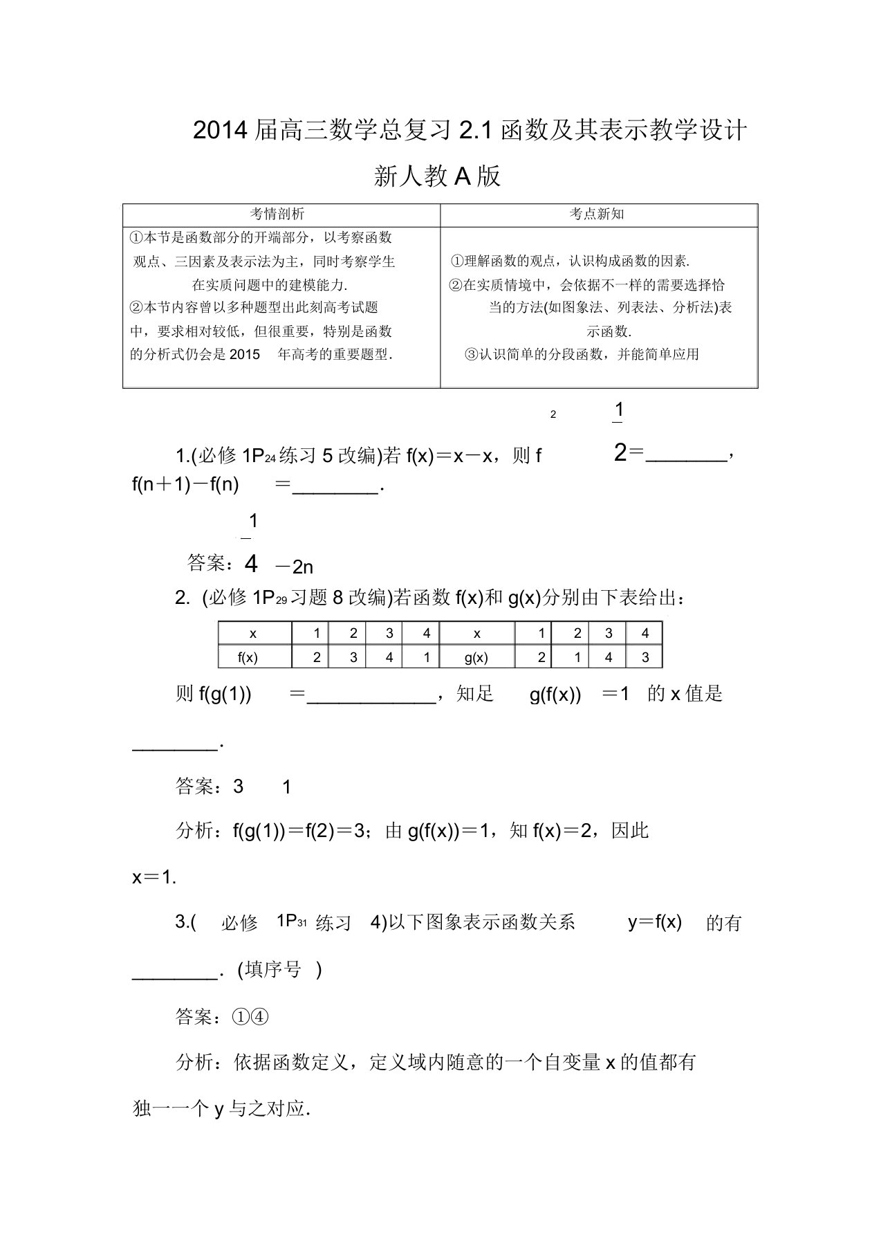 高三数学总复习21函数其表示教案新人教A版