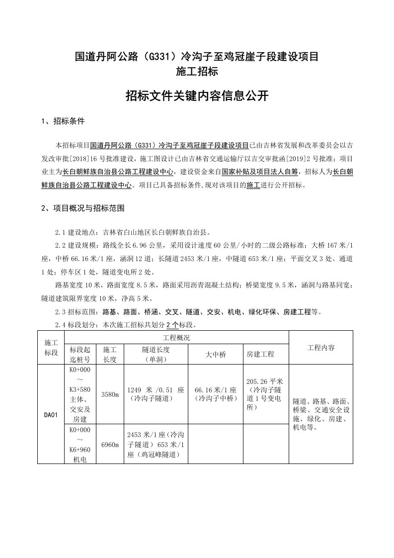 国道丹阿公路G331冷沟子至鸡冠崖子段建设项目