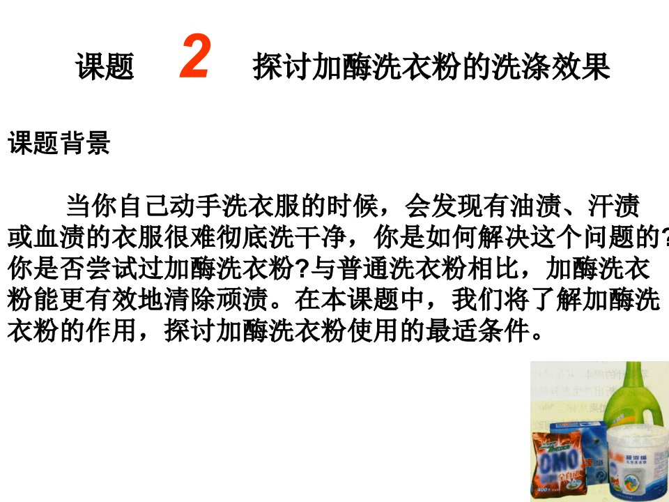 X1专题4课题2探讨加酶洗衣粉的洗涤效果