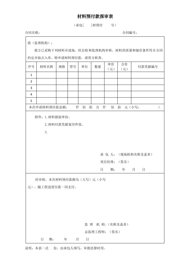 精品文档-7材料付款01材料预付款报审表