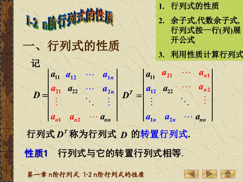 n阶行列式的性质教学PPT