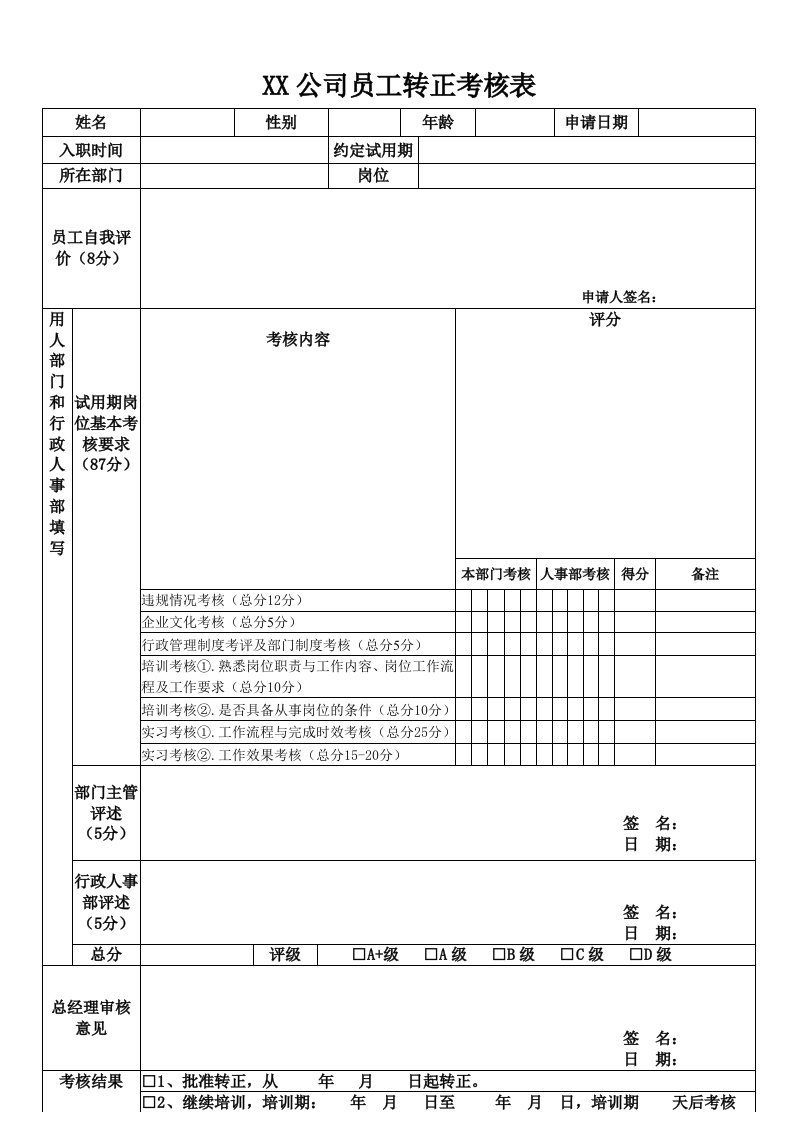 员工转正工资表(1)