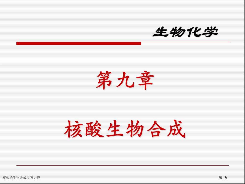 核酸的生物合成专家讲座