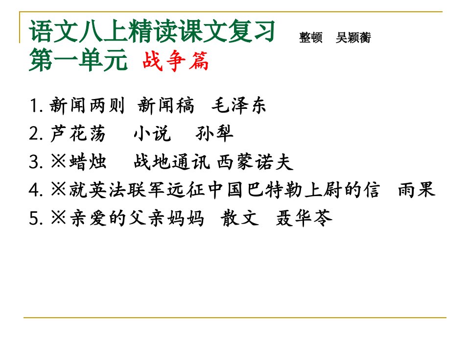 语文八年级上重点课文期末复习公开课一等奖课件省赛课获奖课件