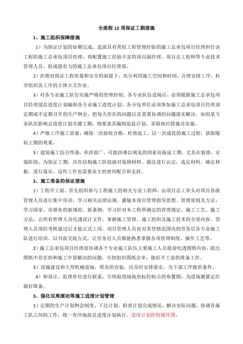 全流程12项保证工期措施