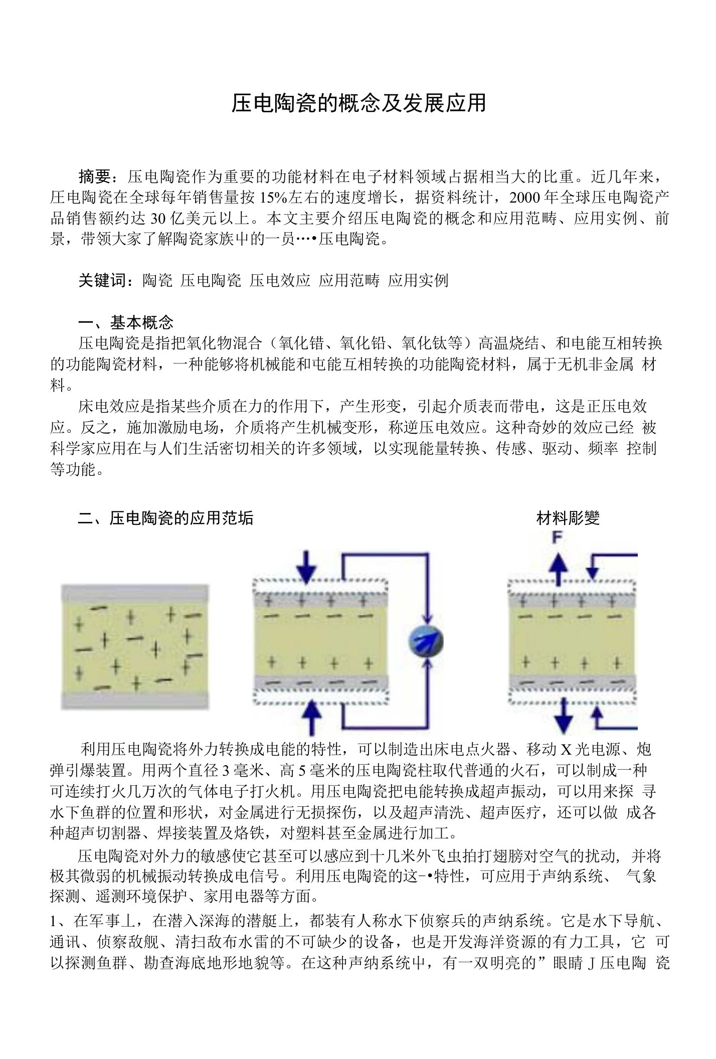 压电陶瓷发展前景及应用