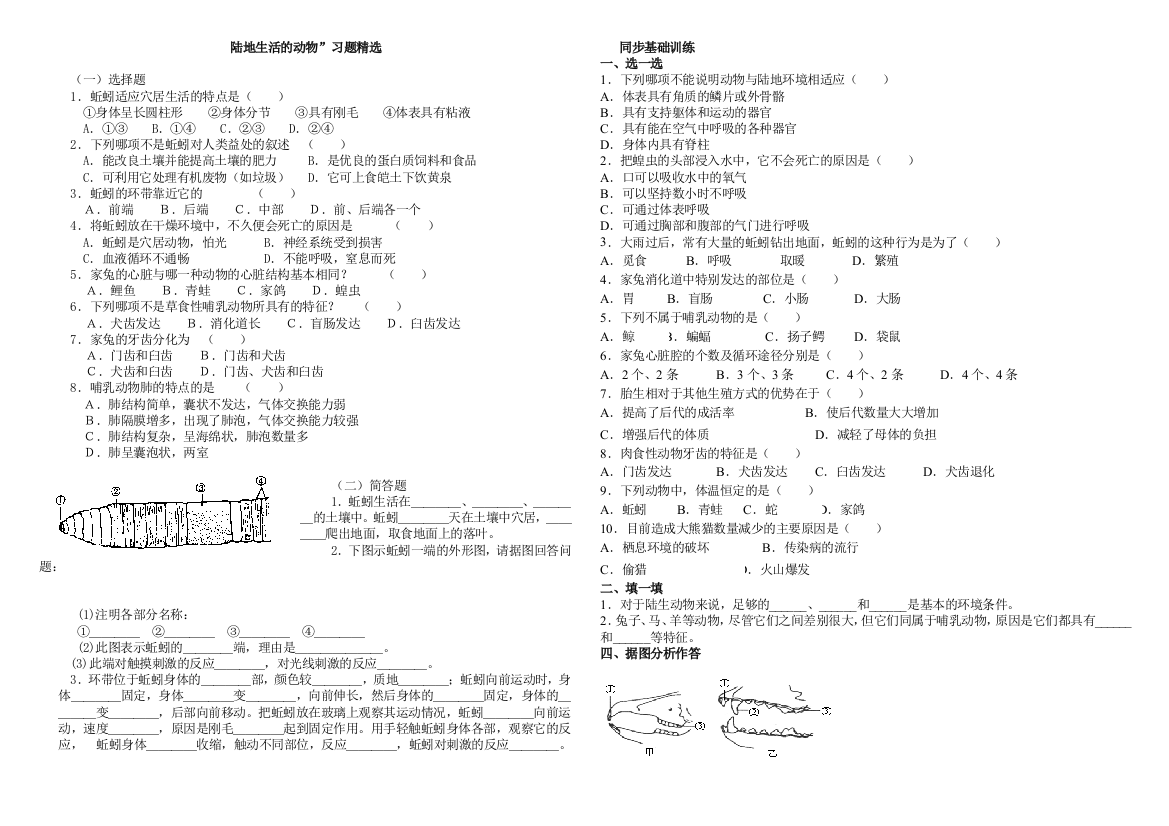 【小学中学教育精选】陆地生活的动物