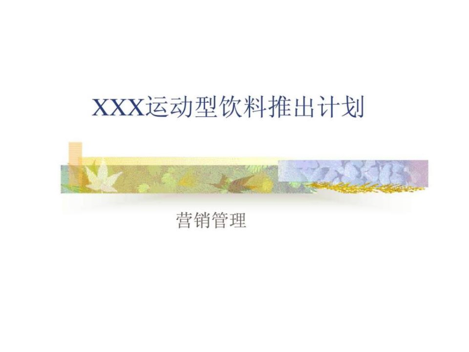 XXX运动型饮料推出计划-营销管理