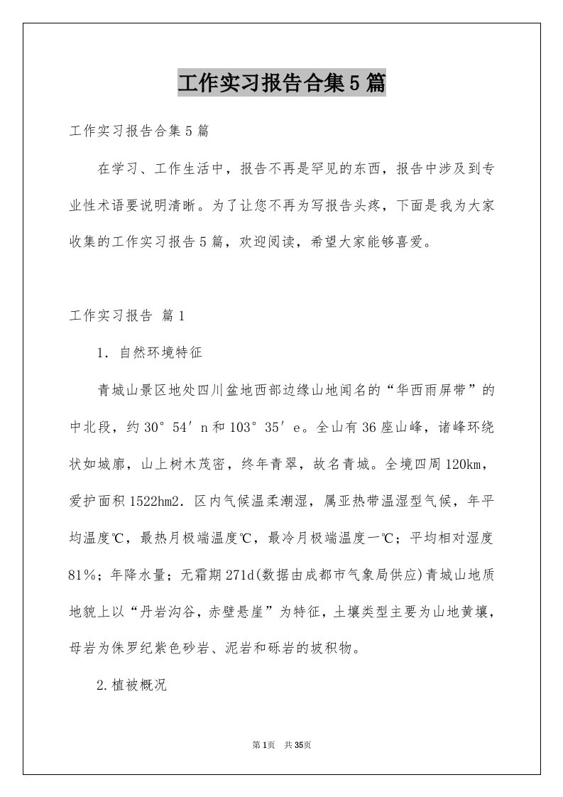 工作实习报告合集5篇例文