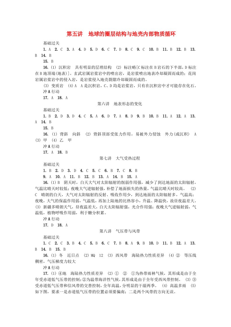 江苏省高中地理主题2自然环境中的物质运动和能量交换参考答案新人教版(1)