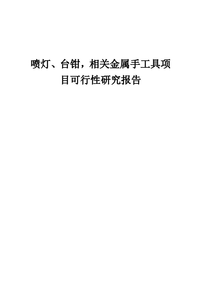 2024年喷灯、台钳，相关金属手工具项目可行性研究报告