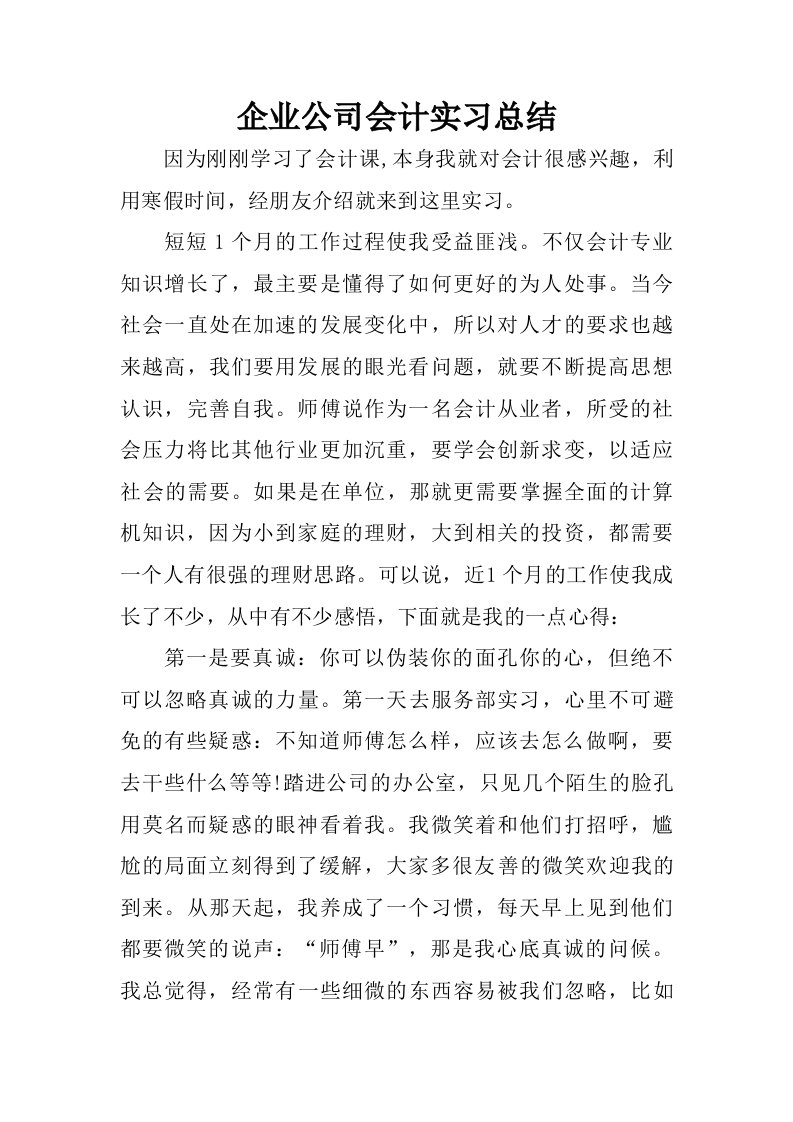 企业公司会计实习总结_1.doc