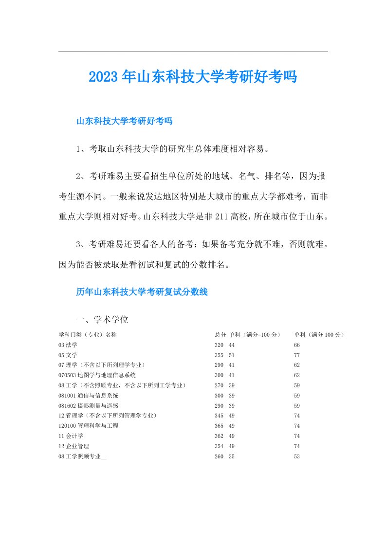 山东科技大学考研好考吗