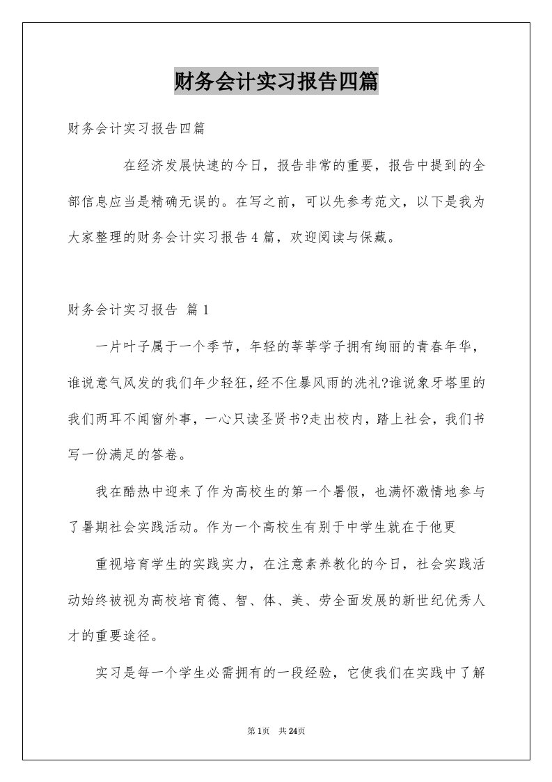 财务会计实习报告四篇例文