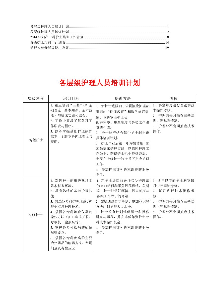 护理人员分层级培训计划4