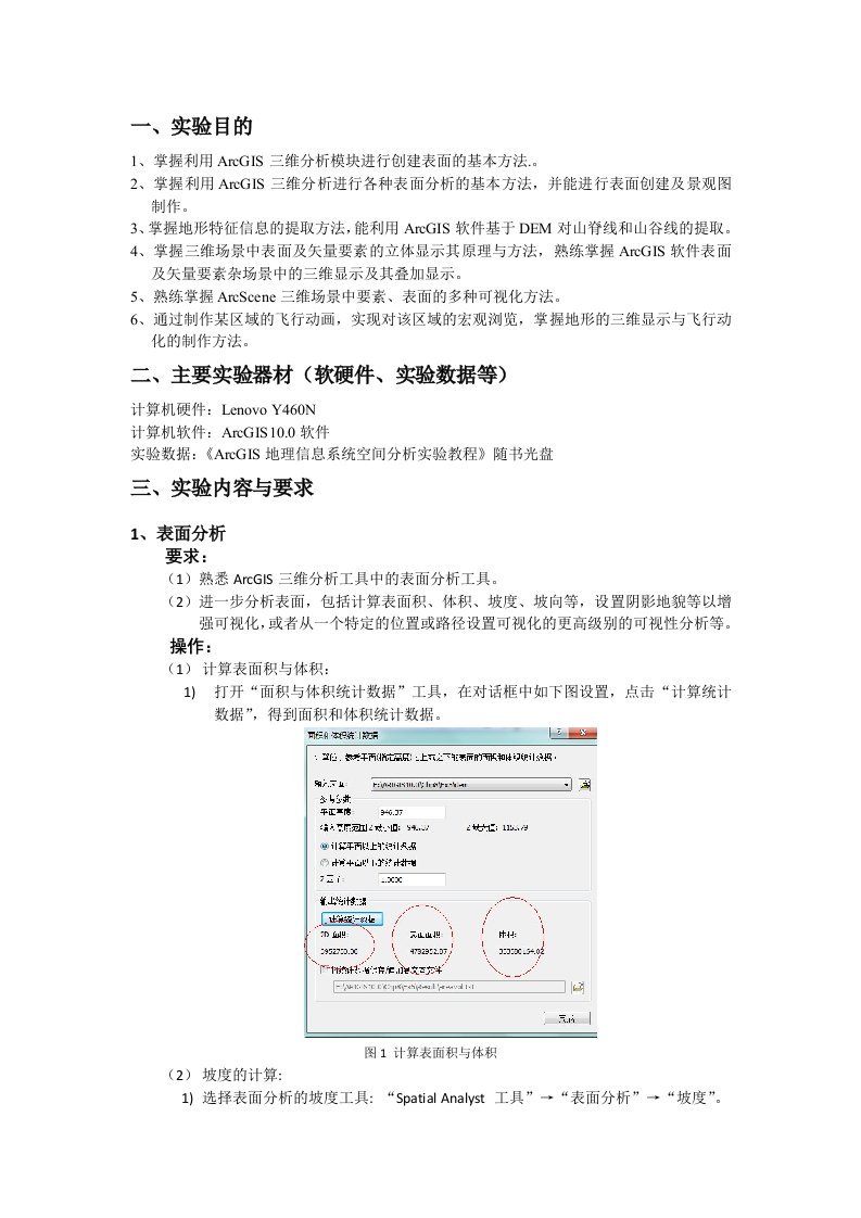 基于arcgis_10.0的dem分析与可视化__实验报告