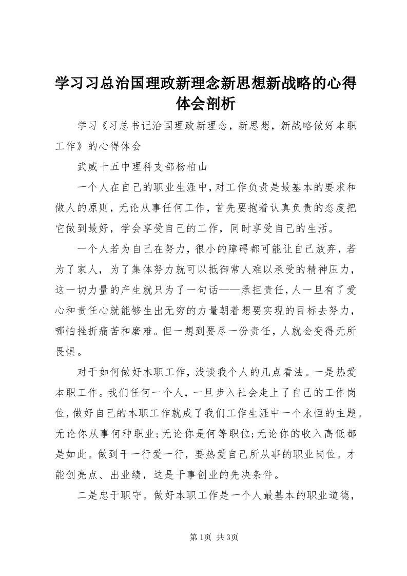 7学习习总治国理政新理念新思想新战略的心得体会剖析