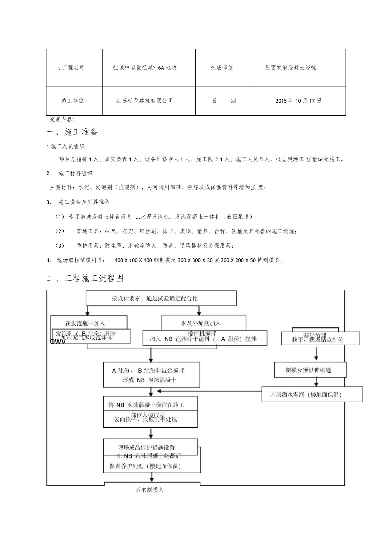 发泡混凝土技术交底