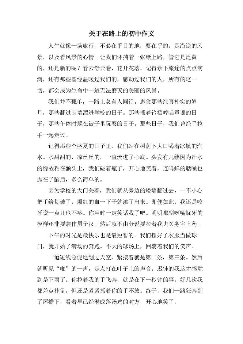 关于在路上的初中作文