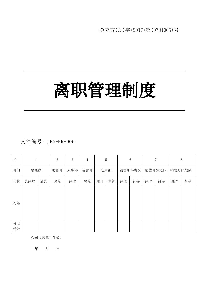 JNF-HR-005金立方离职管理制度