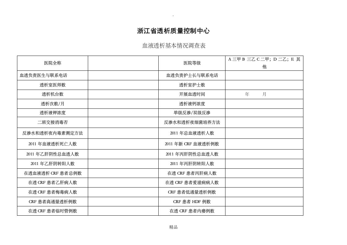 201x透析质控检查表