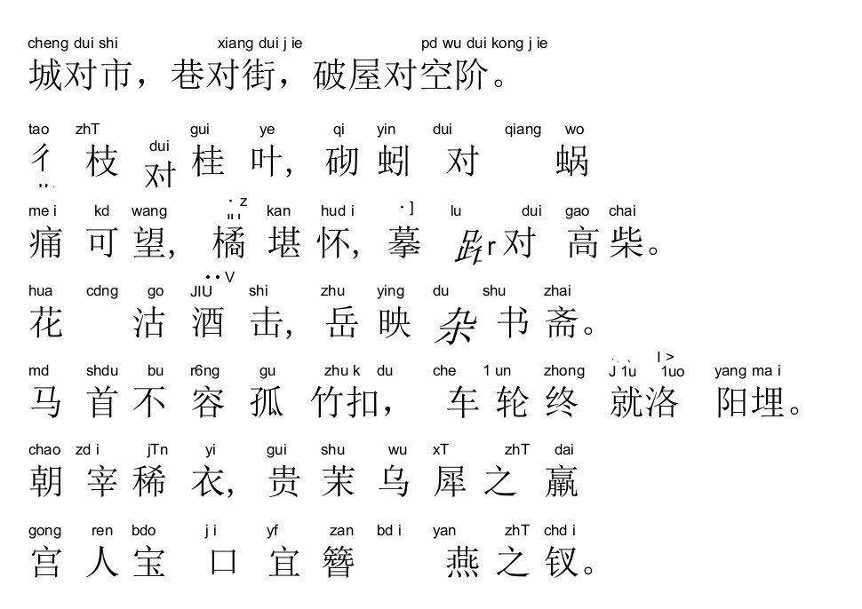 声律启蒙27.城对市