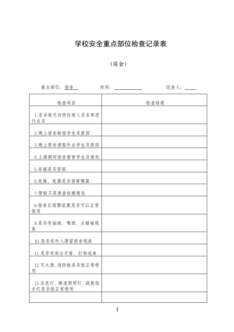 学校安全检查管理台账