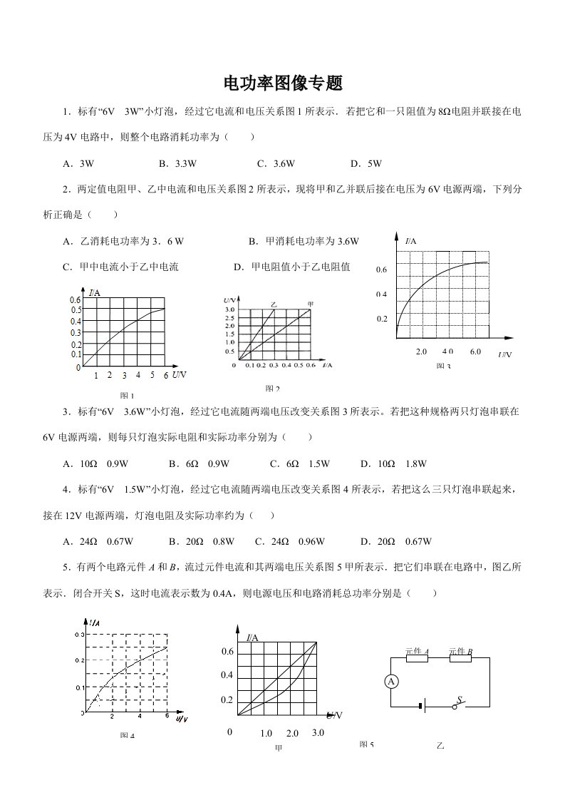 中考分类电功率图像专题样稿