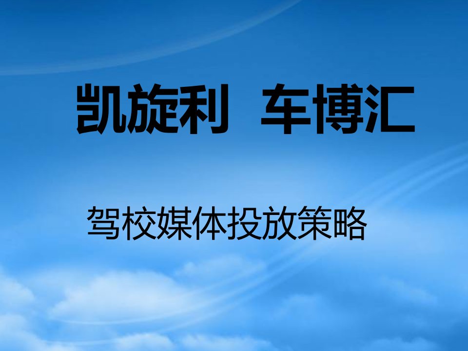 凯旋利车博汇户外广告投放策略书