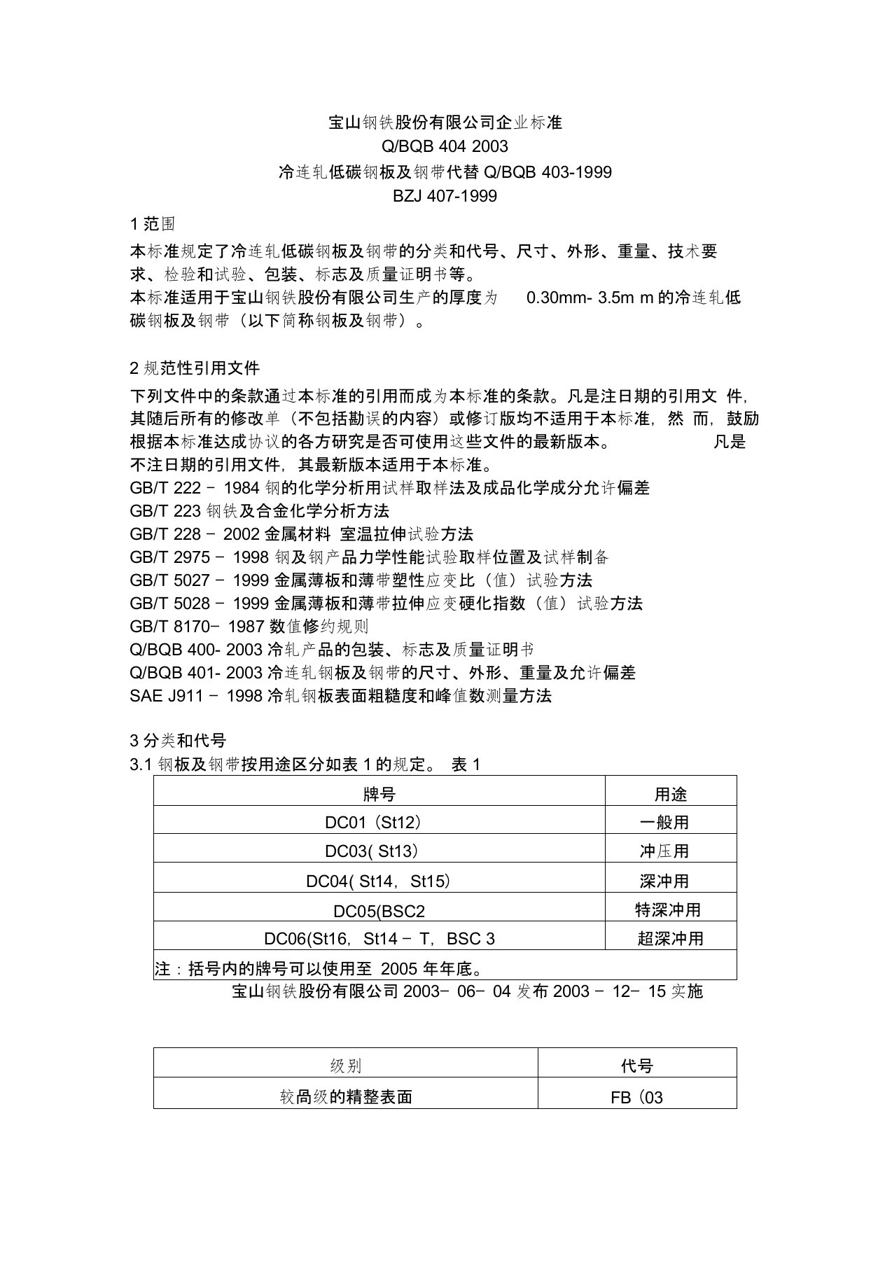 宝钢DC01标准