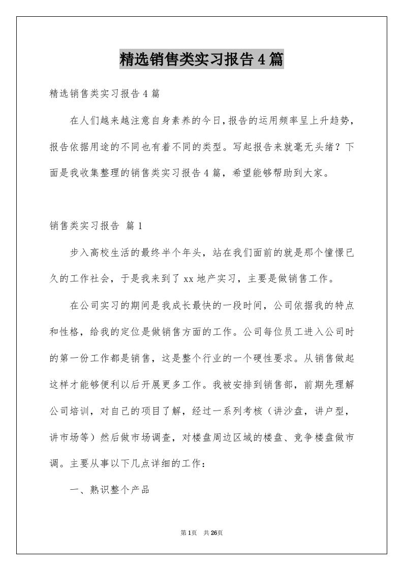 销售类实习报告4篇范文