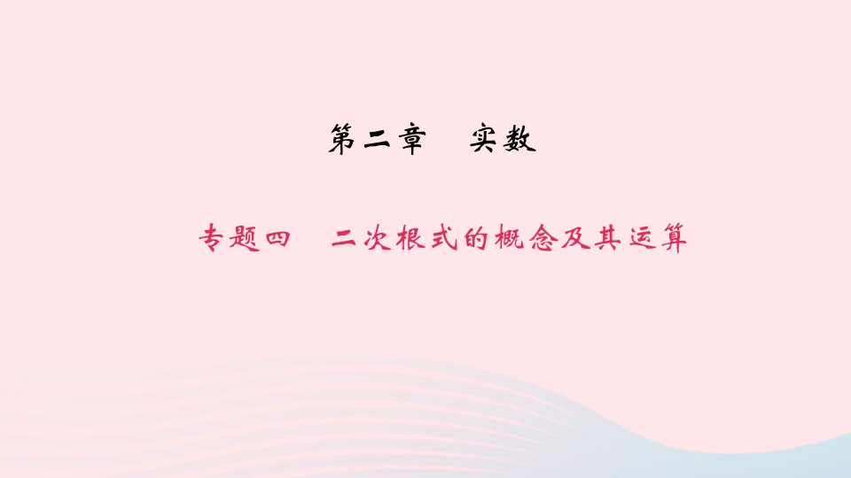 八年级数学上册专题复习四二次根式的概念及其运算作业课件新版北师大版