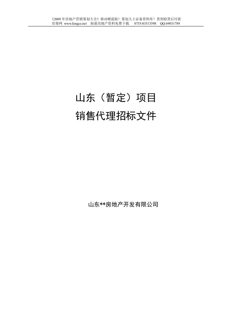 房地产项目销售代理招标文件