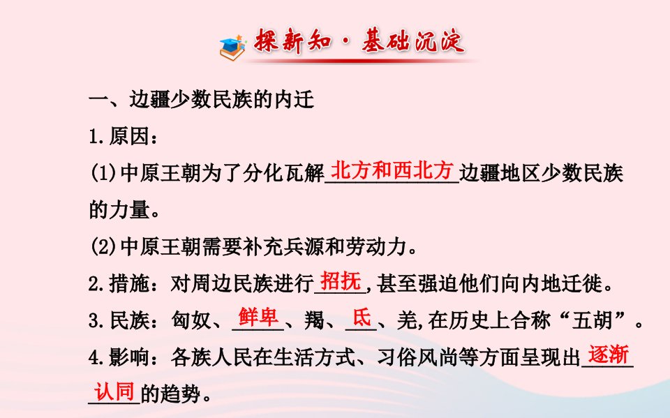 七年级历史上册第四单元政权分立与民族汇聚22北方的民族汇聚课件北师大版