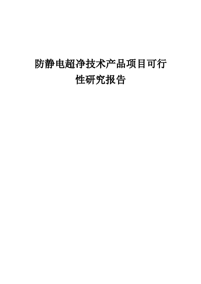 2024年防静电超净技术产品项目可行性研究报告