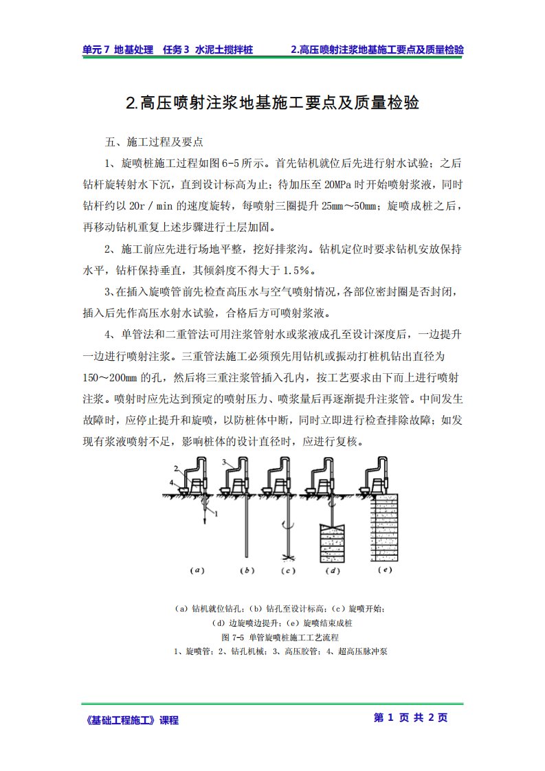 2.高压喷射注浆地基施工要点及质量检验-RizhaoPolytechnic